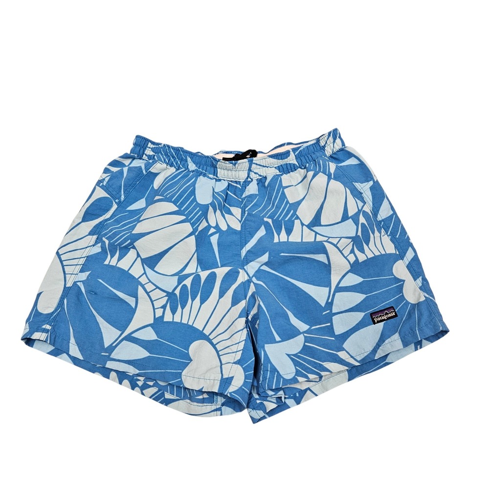 Patagonia Baggies Shorts Womens XS Blue Tropical Print Nylon Hiking Swim Beach
